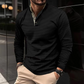 AARON – Stylish Long-Sleeve Polo Shirt with Colored Collar