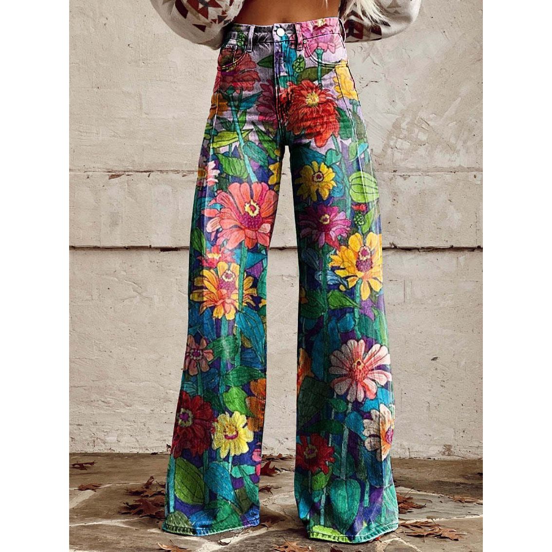 Rose Bea - Stylish jeans with floral print