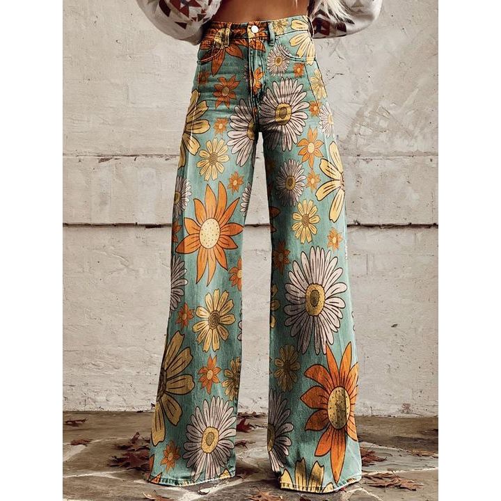 Rose Bea - Stylish jeans with floral print