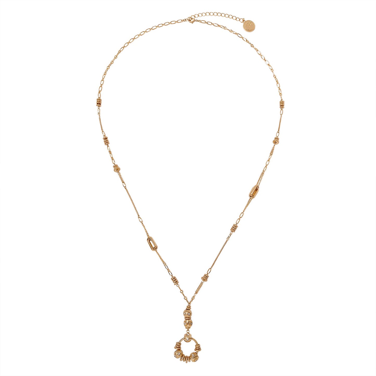 Gold 'Vintage Charm' Long Pendant Necklace