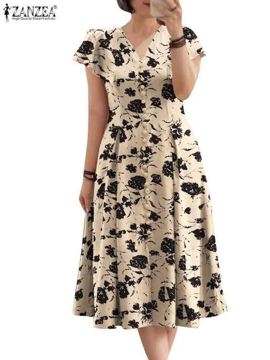 Rose Fashion Floral Print Dresses