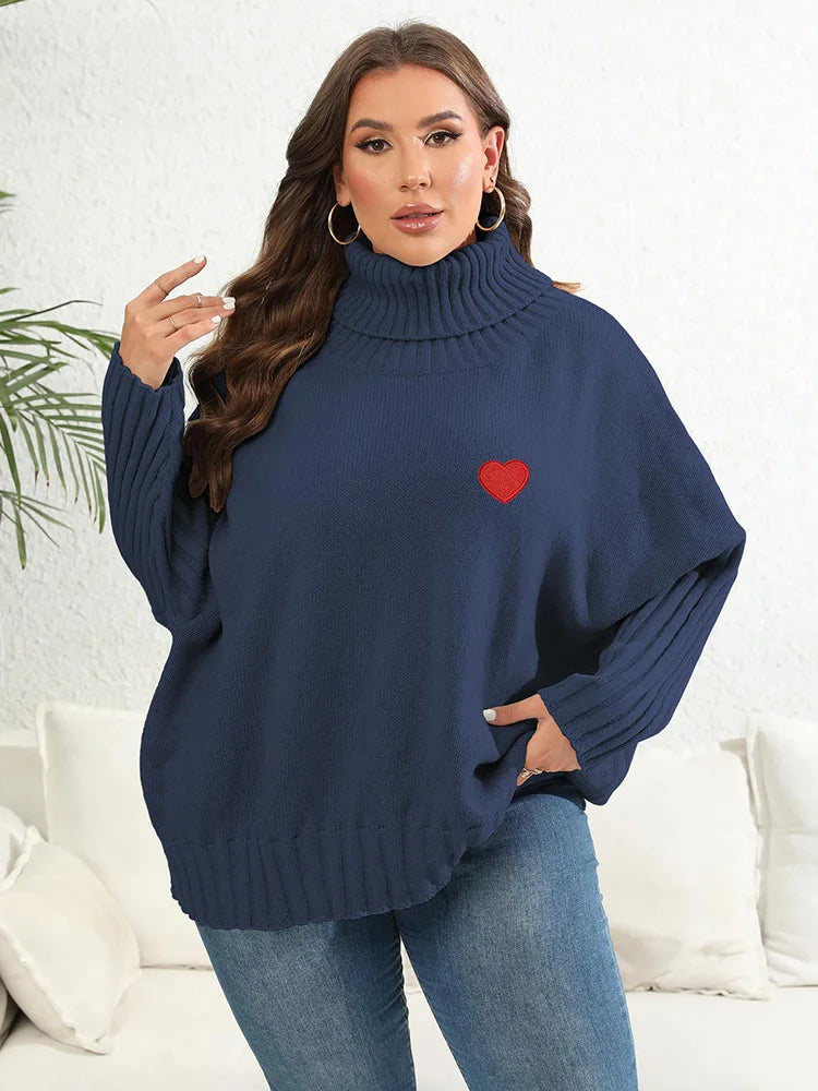 GIBSIE Plus Size Oversized Turtleneck Sweater