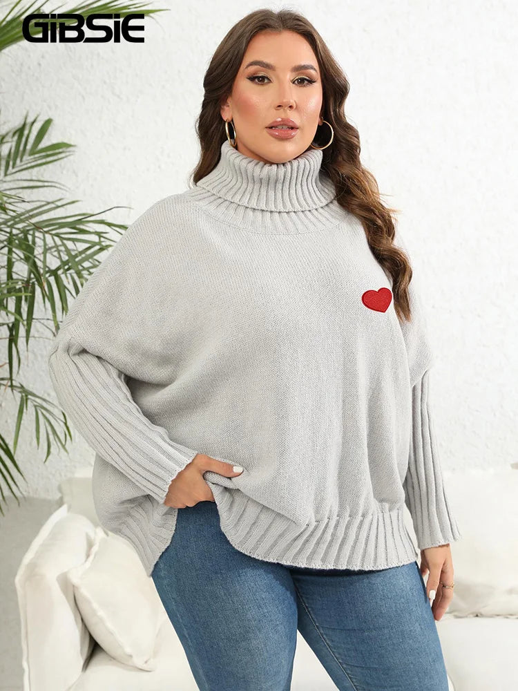 GIBSIE Plus Size Oversized Turtleneck Sweater