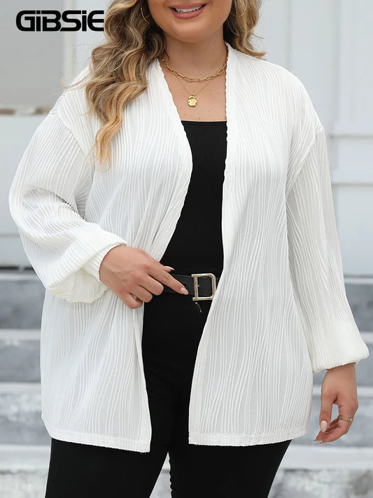 Rose Open Front Long Lantern Sleeve Cardigan