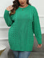 GIBSIE Plus Size Solid Crew Neck Sweater