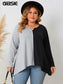 Plus Size Notch O-Neck Colorblock Patchwork