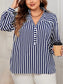 Rose Blue And White Striped Shirt