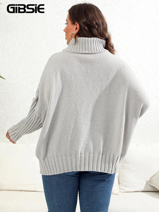 GIBSIE Plus Size Oversized Turtleneck Sweater