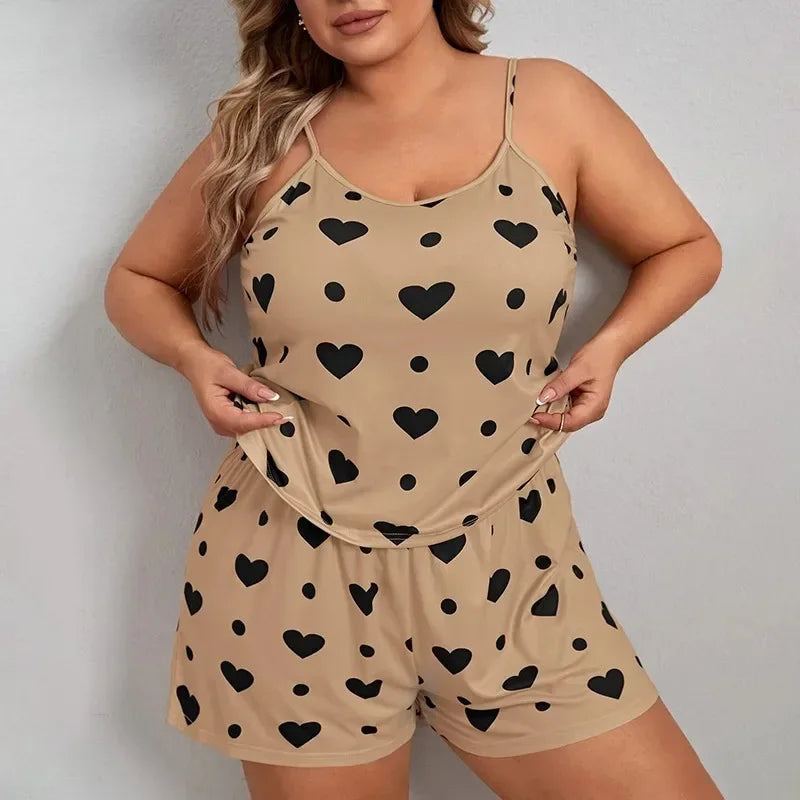 Rose Plus Size Heart Print Pyjama