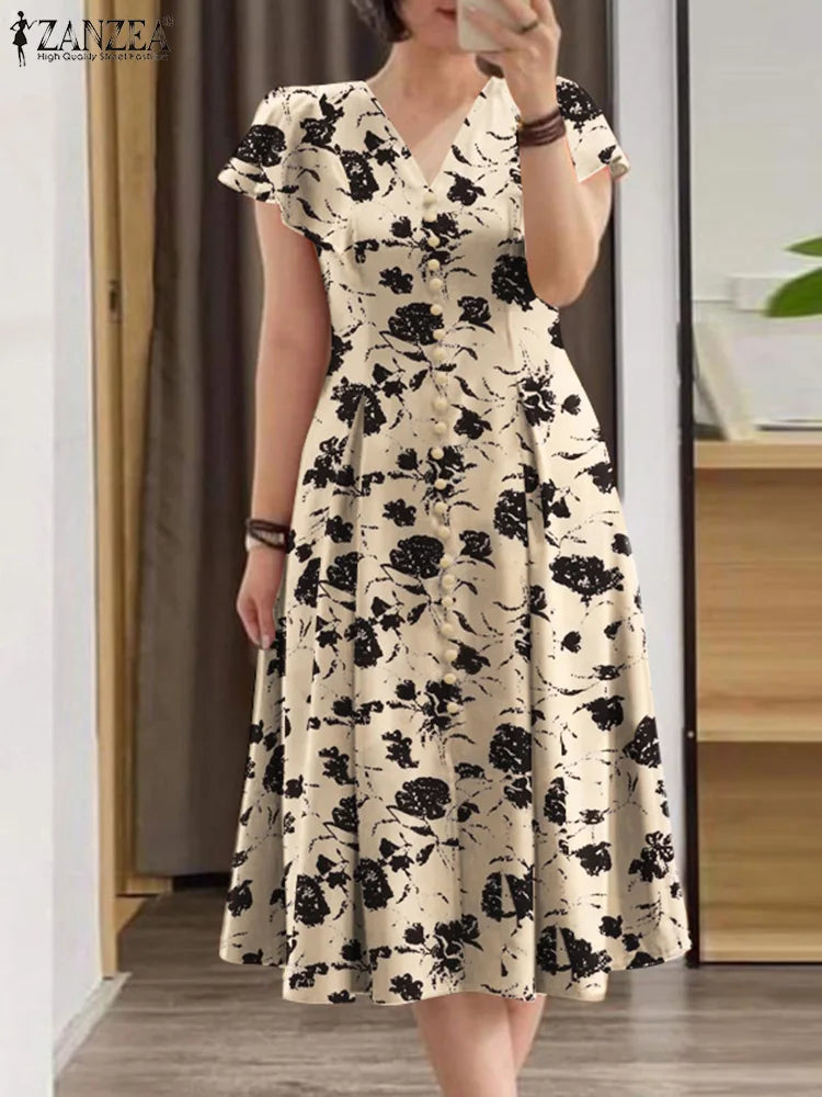 Rose Fashion Floral Print Dresses