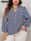 Rose Blue And White Striped Shirt