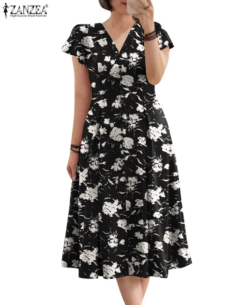 Rose Fashion Floral Print Dresses