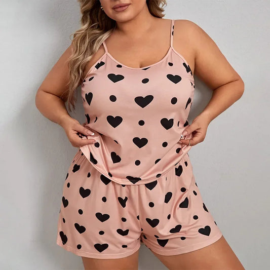 Rose Plus Size Heart Print Pyjama