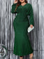 Luxury V-Neck Long Sleeve Mermaid Hem Dress