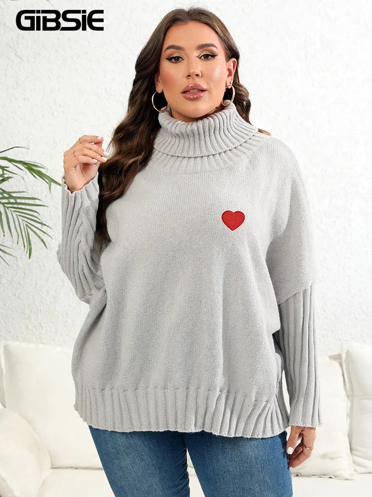 GIBSIE Plus Size Oversized Turtleneck Sweater