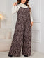 Rose Leopard Print Tie Shoulder Jumpsuits