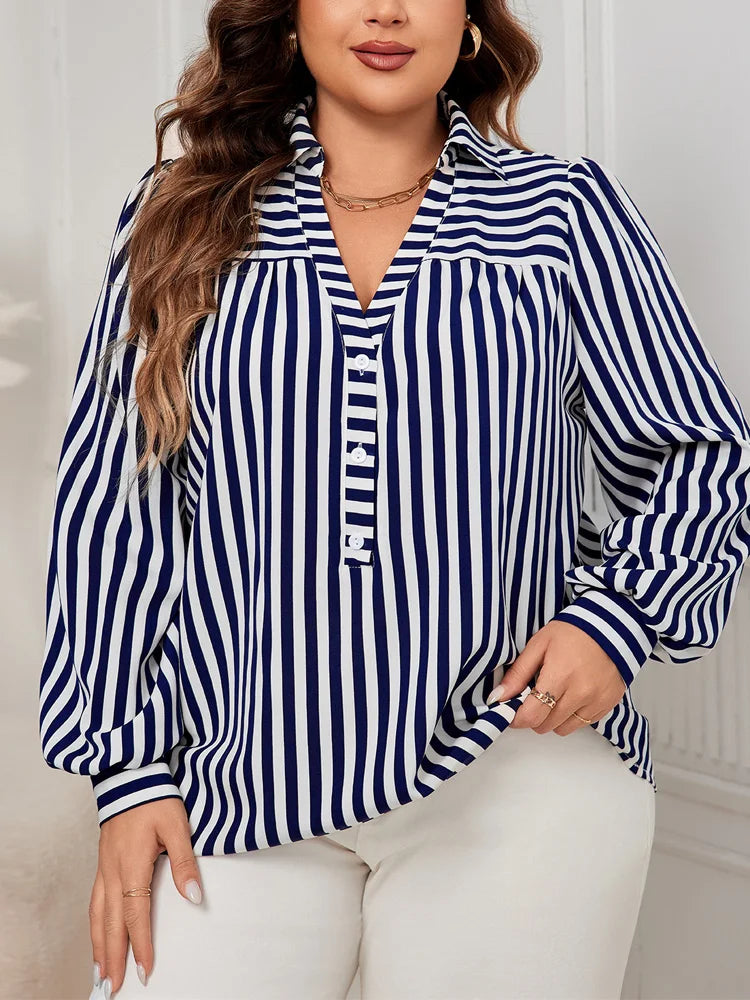 Rose Blue And White Striped Shirt