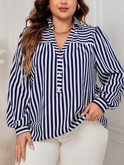 Rose Blue And White Striped Shirt