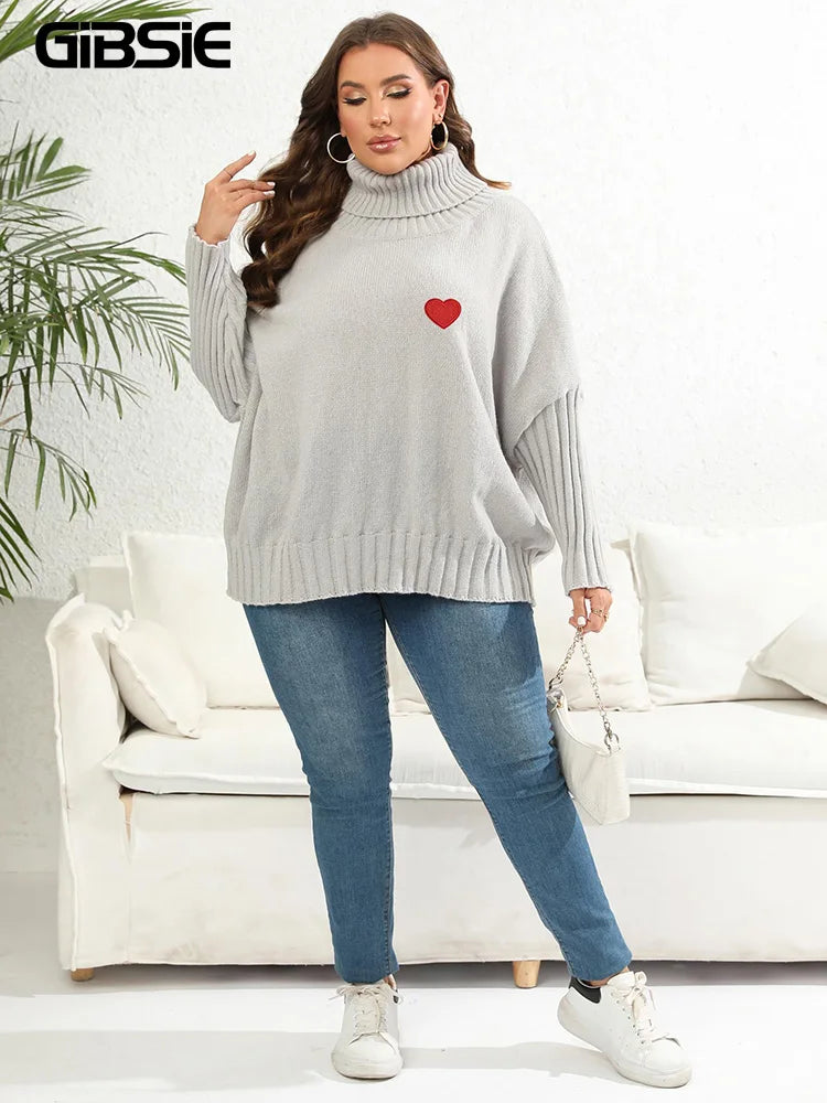 GIBSIE Plus Size Oversized Turtleneck Sweater