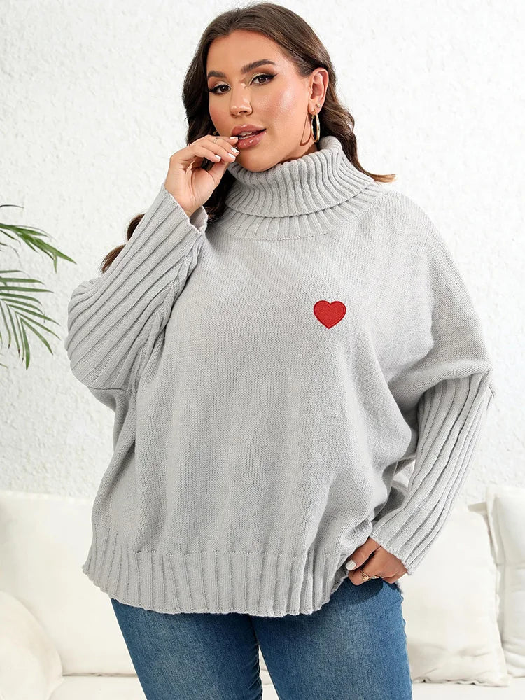 GIBSIE Plus Size Oversized Turtleneck Sweater