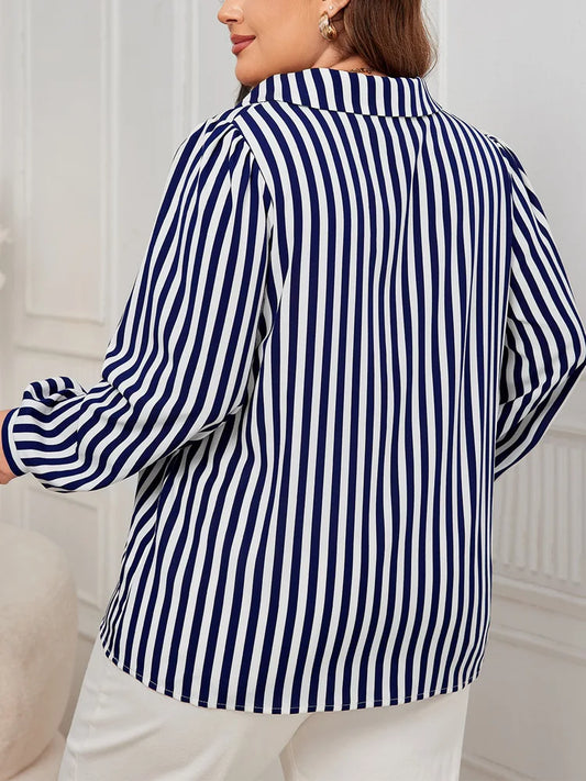 Rose Blue And White Striped Shirt